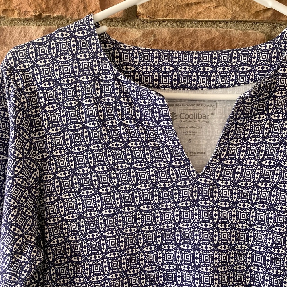 Coolibar Oceanside Tunic UPF 50 Coverup Dress in Blue & Pink - Size Small - Picture 3 of 9